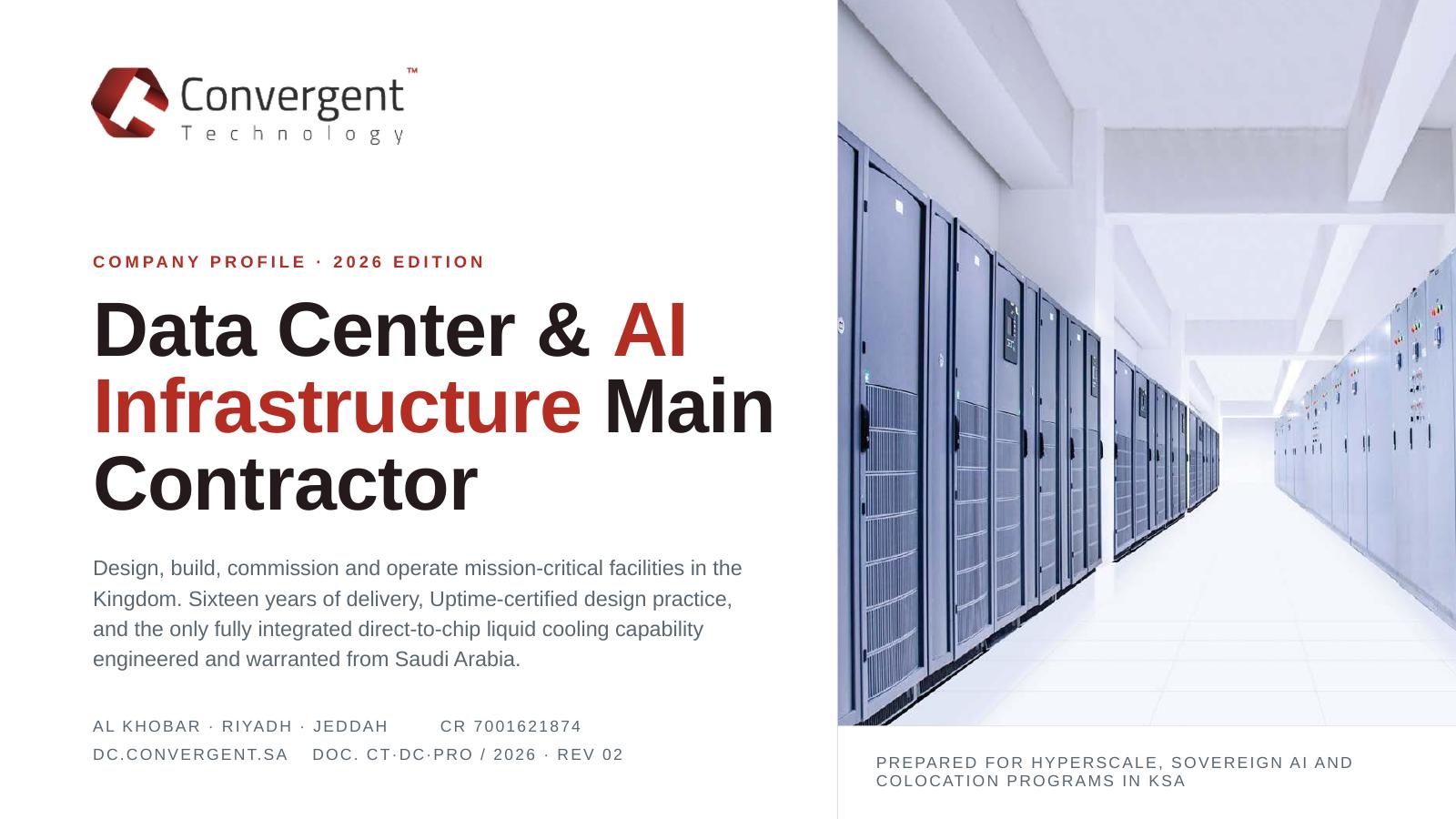 Opening slide of the CT Data Center 2026 company profile